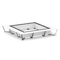 Стол для переговоров квадратный Steel Meet KM-PR.B.SP-24K / Тиквуд Светлый – Графит Глянец – Металл Антрацит / 4800×4800×750