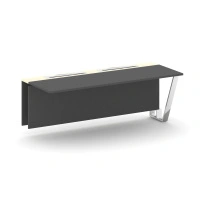 Сектор переговорного стола проходной Steel Meet MM-PR.B.SPPO-20 / Тиквуд Светлый – Графит Глянец – Нержавеющая Сталь – Хром / 2000×800×750