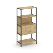 Односекционный стеллаж четырехъярусный с ящиками Shelf System SN.STM-412 Тиквуд Светлый/Металл Антрацит 810×400×1613