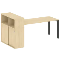 Metal System Quattro Стол офисный с шкафом-купе на П-образном м/к 50БП.РС-СШК-3.5 Т Вяз/Мокко металл 2210×1120×1098