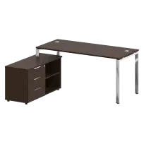 Metal System Direct Стол руководителя с тумбой левый БГ.СРТ-4.7 (L) Акация/Нерж. сталь 1700*1520*750