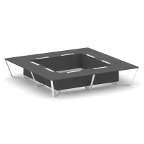 Стол для переговоров квадратный Steel Meet KD-PR.B.SP-20K2 / Тиквуд Светлый – Металл Белый / 4000×4000×750