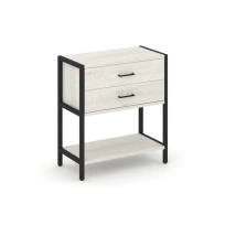 Односекционный стеллаж двухярусный с ящиками Shelf System SN.STM-212 Тиквуд Светлый/Металл Черный 810×400×879