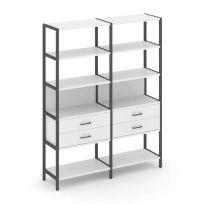 Двухсекционный стеллаж пятиярусный с ящиками Shelf System SN.STM-522 Дуб Табак/Антрацит/Металл Антрацит 1590×400×1980