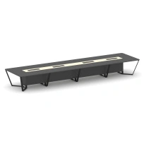 Стол для переговоров прямоугольный Steel Meet KM-PR.B.SP-20 / Тиквуд Светлый – Графит Глянец – Металл Черный / 6400×1600×750