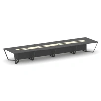 Стол для переговоров прямоугольный Steel Meet KM-PR.B.SP-20 / Тиквуд Светлый – Графит Глянец – Металл Антрацит / 6400×1600×750