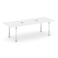 Стол для переговоров с лючком на П-образном металлокаркасе Style Project Direct Lux M-SN-6P.SPRG-258 Тиквуд Светлый/Нержавеющая Сталь/Хром 2580×980×750