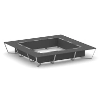 Стол для переговоров квадратный Steel Meet KD-PR.B.SP-24K / Тиквуд Светлый – Металл Серый / 4800×4800×750