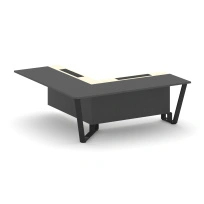 Проходной угловой модуль левый Steel Meet KM-PR.B.SPPOU-20(L) / Тиквуд Светлый – Графит Глянец – Металл Черный / 2000×2000×750