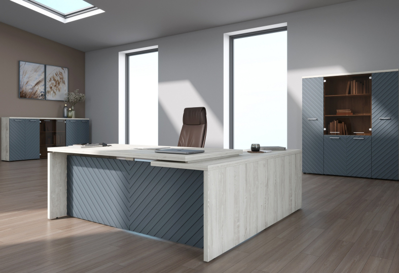 Кабинет руководителя TORR LUX цвет Сосна Эдмонт Z / Серо-Голубой