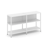 Двухсекционный стеллаж двухярусный Shelf System SN.STM-221 Тиквуд Светлый/Металл Белый 1590×400×879