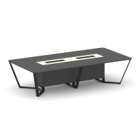 Стол для переговоров прямоугольный Steel Meet KM-PR.B.SP-12 / Тиквуд Светлый – Графит Глянец – Металл Черный / 3200×1600×750
