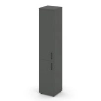 Шкаф для документов высокий узкий левый с глухими дверьми Style Project  SN.STU-104(L) / Акация Лорка – Белый – Черные ручки / 400×400×1982