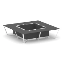 Стол для переговоров квадратный Steel Meet KD-PR.B.SP-16K / Тиквуд Светлый – Металл Белый / 3200×3200×750