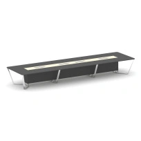 Стол для переговоров прямоугольный Steel Meet MM-PR.B.SP-18 / Тиквуд Светлый – Графит Глянец – Нержавеющая Сталь – Хром / 6000×1600×750