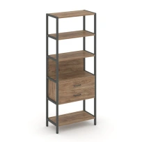 Односекционный стеллаж пятиярусный с ящиками Shelf System SN.STM-512 Дуб Табак/Антрацит/Металл Антрацит 810×400×1980