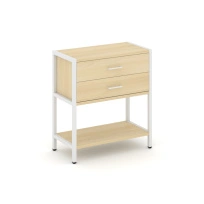 Односекционный стеллаж двухярусный с ящиками Shelf System SN.STM-212 Тиквуд Светлый/Металл Белый 810×400×879