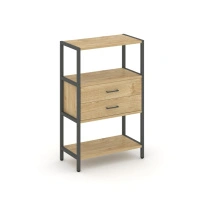 Односекционный стеллаж трехъярусный с ящиками Shelf System SN.STM-312 Тиквуд Светлый/Металл Антрацит 810×400×1246