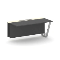 Сектор переговорного стола проходной Steel Meet KM-PR.B.SPPO-16 / Тиквуд Светлый – Графит Глянец – Металл Серый / 1600×800×750