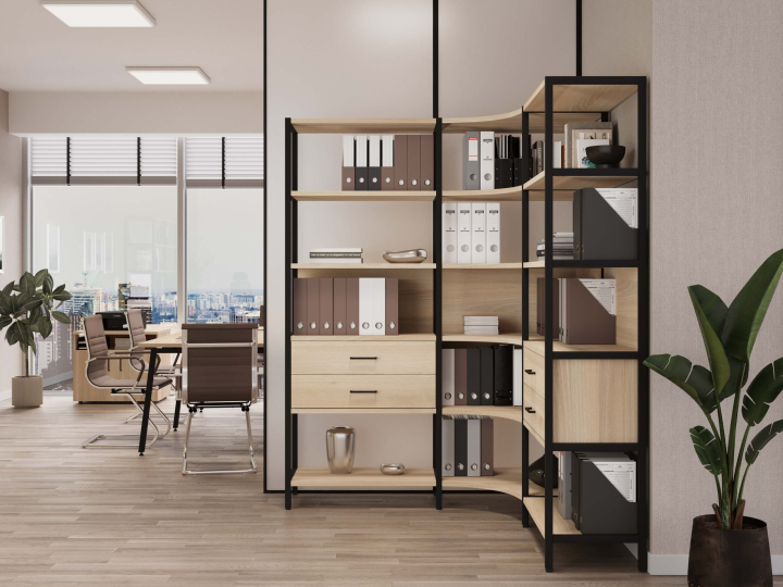 Мебель для персонала Shelf System цвет Акация Лорка / Металл Черный