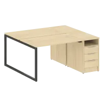 Metal System Quattro Р. ст. с тумбой на О-образном м/к 40БО.РС-СТП-2.2 Акация/Антрацит металл 1612*1475*750