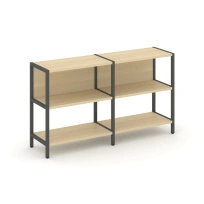Двухсекционный стеллаж двухярусный Shelf System SN.STM-221 Тиквуд Светлый/Металл Антрацит 1590×400×879