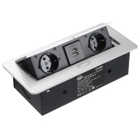 Лючок 2 розетки с USB-разъемами Кабель-менеджмент CBM33622304 черный