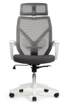 Кресло OLIVER W-203AC Белый пластик/Синяя сетка 640×640×1150-1230