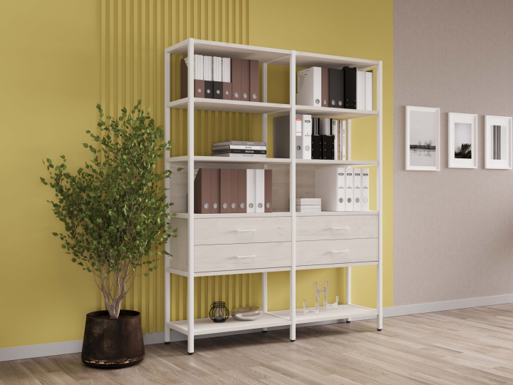 Мебель для персонала Shelf System цвет Дуб Наварра / Металл Белый