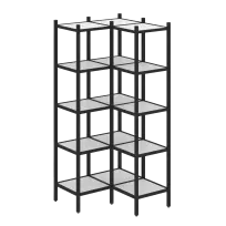Loft Угловой внутренний стеллаж наборный VR.L-32 Тиквуд тёмный/Белый металл 862×862×1869