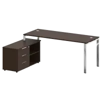 Metal System Direct Стол руководителя с тумбой левый БГ.СРТ-5.7 (L) Акация/Нерж. сталь 1900*1520*750