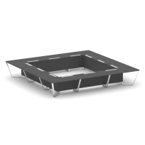 Стол для переговоров квадратный Steel Meet MD-PR.B.SP-24K / Тиквуд Светлый – Нержавеющая Сталь – Хром / 4800×4800×750
