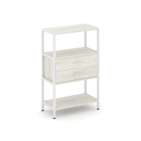 Односекционный стеллаж трехъярусный с ящиками Shelf System SN.STM-312 Тиквуд Светлый/Металл Белый 810×400×1246