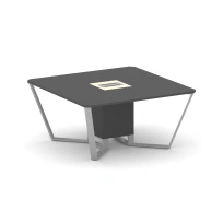 Стол для переговоров квадратный Steel Meet KM-PR.B.SP-08 / Тиквуд Светлый – Графит Глянец – Металл Серый / 1600×1600×750