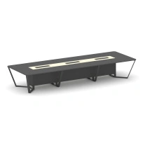 Стол для переговоров квадратный Steel Meet KM-PR.B.SP-16 / Тиквуд Светлый – Графит Глянец – Металл Антрацит / 4800×1600×750