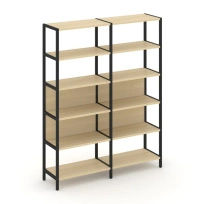 Двухсекционный стеллаж пятиярусный Shelf System SN.STM-521 Вяз Благородный/Металл Черный 1590×400×1980