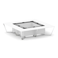 Стол для переговоров квадратный Steel Meet MM-PR.B.SP-16K / Тиквуд Светлый – Графит Глянец – Нержавеющая Сталь – Хром / 3200×3200×750
