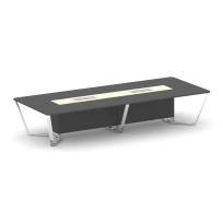 Стол для переговоров прямоугольный Steel Meet MM-PR.B.SP-14 / Тиквуд Светлый – Графит Глянец – Нержавеющая Сталь – Хром / 4000×1600×750