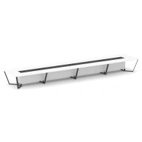 Стол для переговоров прямоугольный Steel Meet KM-PR.B.SP-24 / Тиквуд Светлый – Графит Глянец – Металл Антрацит / 8000×1600×750