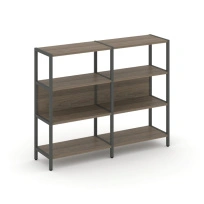 Двухсекционный стеллаж трехъярусный Shelf System SN.STM-321 Тиквуд Светлый/Металл Антрацит 1590×400×1246