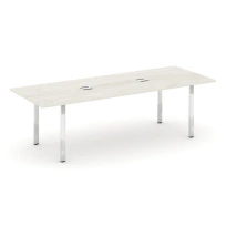 Стол для переговоров с лючком на П-образном металлокаркасе Style Project Direct Lux M-SN-6P.SPRG-258 Тиквуд Светлый/Нержавеющая Сталь/Хром 2580×980×750