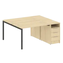 Metal System Quattro Р. ст. с тумбой на П-образном м/к 40БП.РС-СТП-2.2 Акация/Антрацит металл 1612*1475*750