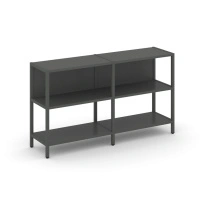 Двухсекционный стеллаж двухярусный Shelf System SN.STM-221 Тиквуд Светлый/Металл Антрацит 1590×400×879