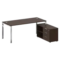 Metal System Direct Стол руководителя с тумбой левый БГ.СРТ-5.8 (L) Акация/Нерж. сталь 1900*1620*750
