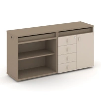 Estetica Набор №4. Тумба двойная+топ ES.NB.2T-4 Латте/Тиквуд тёмный 1500×410×750