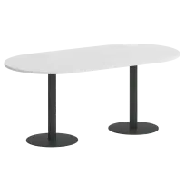 Home Office Стол овальный VR.SP-5-180.1 Тиквуд тёмный/Белый металл 1800×900×753