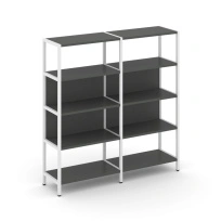 Двухсекционный стеллаж четырехъярусный Shelf System SN.STM-421 Тиквуд Светлый/Металл Белый 1590×400×1613