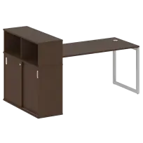 Metal System Стол офисный с шкафом-купе на О-образном м/к БО.РС-СШК-3.4 Т Дуб наварра/Серый металл 2010×1120×1098