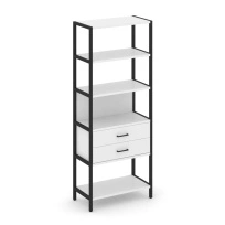 Односекционный стеллаж пятиярусный с ящиками Shelf System SN.STM-512 Дуб Табак/Антрацит/Металл Черный 810×400×1980