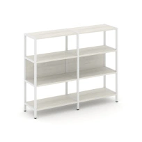 Двухсекционный стеллаж трехъярусный Shelf System SN.STM-321 Тиквуд Светлый/Металл Белый 1590×400×1246